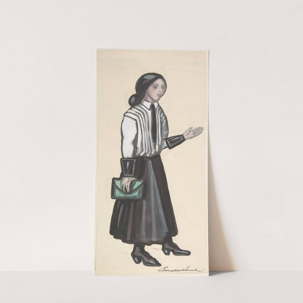 Young woman in a white pleated blouse by Sergey Yurievich Sudeikin