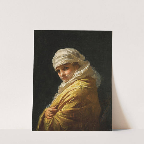 Young woman in a white turban by Frederick Arthur Bridgman