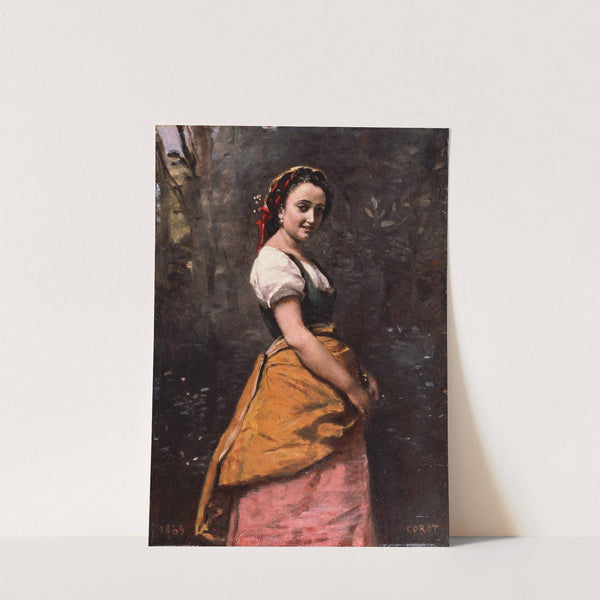 Young Woman in the Woods by Jean-Baptiste-Camille Corot