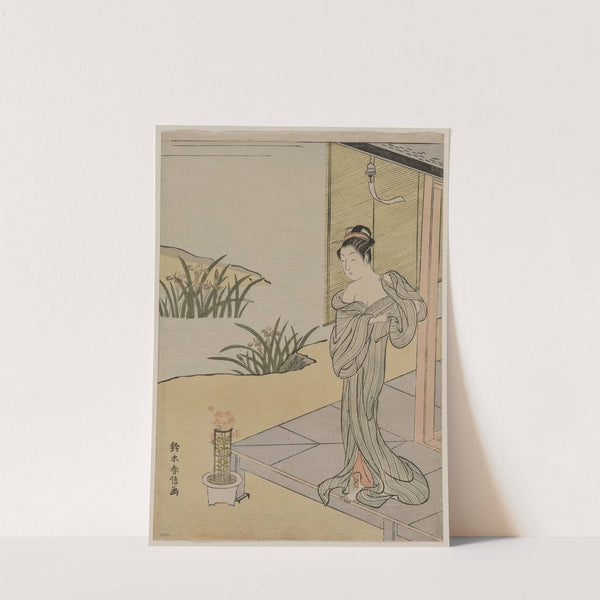 Young Woman Looking at a Pot of Pinks by Suzuki Harunobu