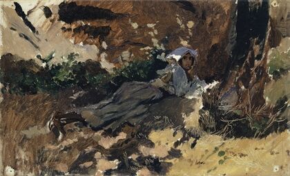 Young Woman Lying in the Wood
