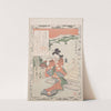 Young Woman Playing the Flute by a Bridge by Kubo Shunman