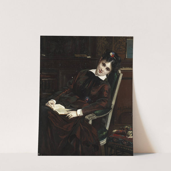 Young woman reading by Jules-Émile Saintin
