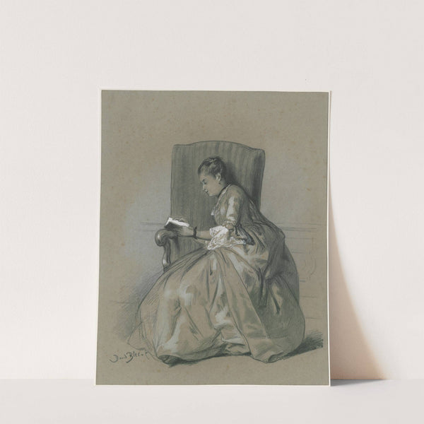 Young woman reading in a chair by David Bles