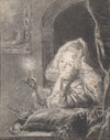 Young Woman Seated at a Table, Holding a Candle late