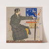 Young woman sitting beside table holding umbrella by Edward Penfield