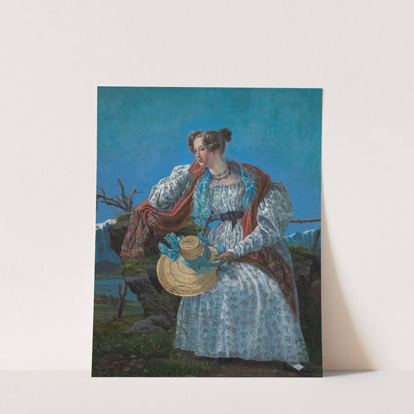 Young Woman Sitting in a Norwegian Landscape by Frederik Sødring