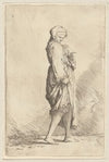 Young Woman Walking Toward the Right