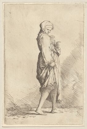 Young Woman Walking Toward the Right