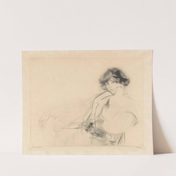 Young woman with a bow in her hair sitting on a chair (1905) by Edgar Chahine