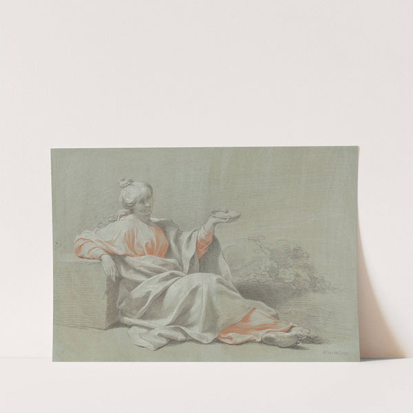 Young Woman with a Bowl, Seated Outdoors by Johann Justin Preissler