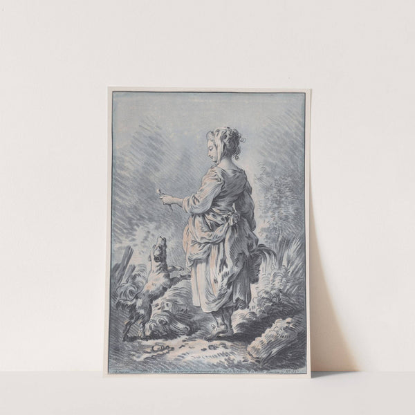 Young Woman with a Dog (1775) by Gilles Demarteau the Elder