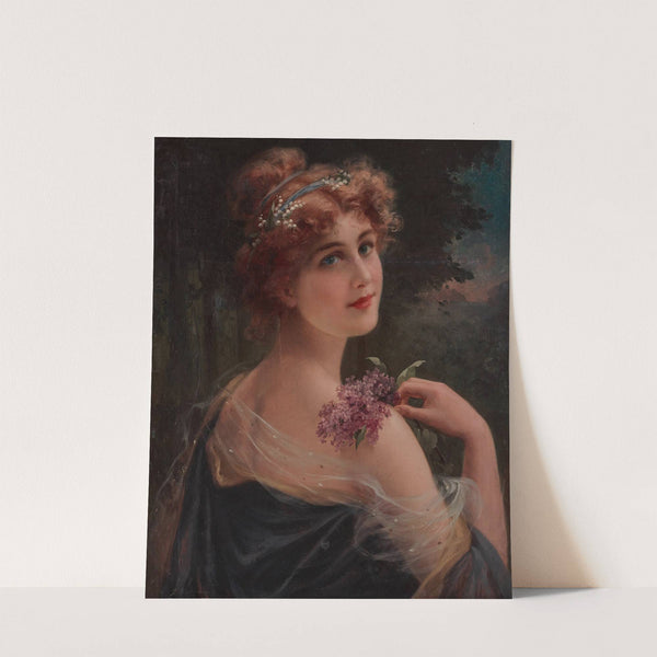 Young Woman with a Sprig of Lilac by Emile Vernon