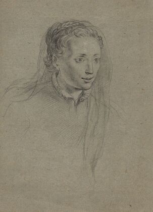 Young Woman with Braided Hair and a Veil