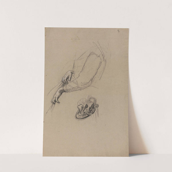 Young Woman’s Hands and Beribboned Hat (1890s) by French School