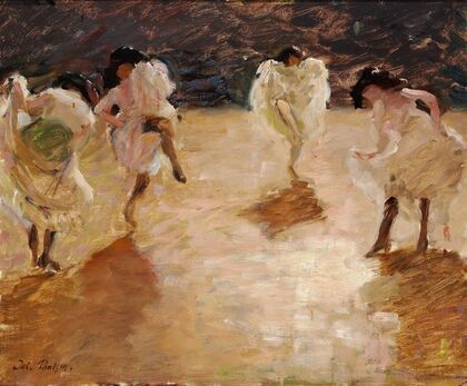 Young women dancing the cancan, Paris