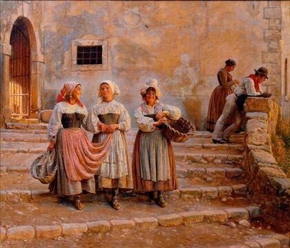 Young women transporting lime. Civita d’Antino