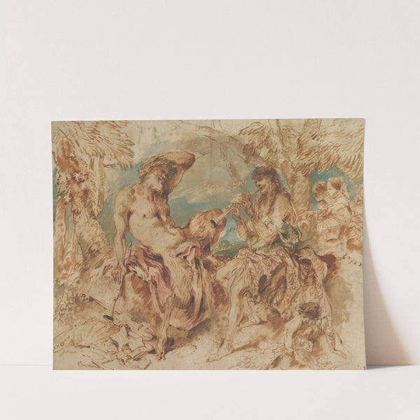 Youth Playing a Pipe for a Satyr by Giovanni Benedetto Castiglione