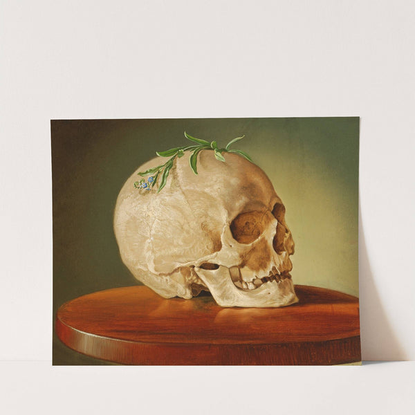 Zátišie s lebkou a nezábudkou (1860) by František Klimkovič