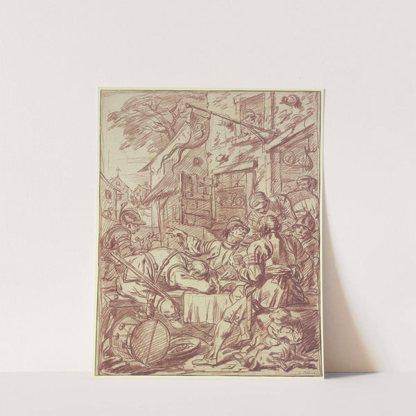 Zechende Soldaten vor einem Wirtshaus (ca 1728) by Charles Parrocel