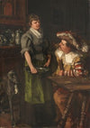 Zechender Landsknecht mit Serviermädchen