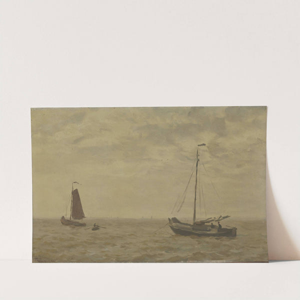 Zeegezicht met vissersschuiten by Willem Bastiaan Tholen