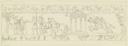 Zeichnung nach dem Bildteppich von Bayeux