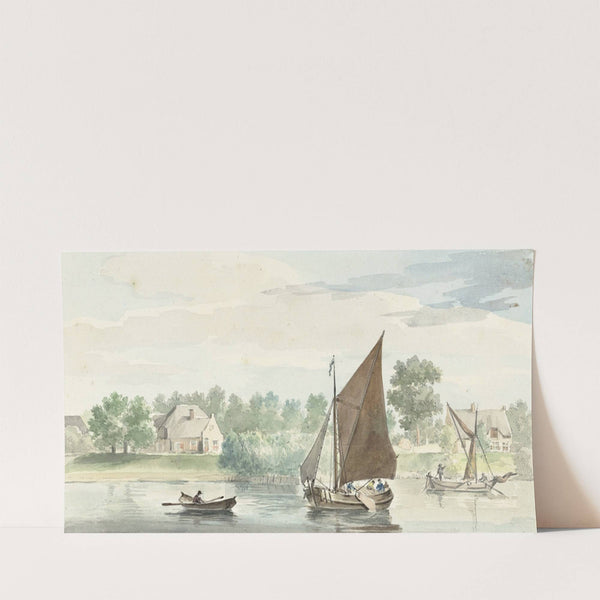 Zeilend schip op de Beneden Merwede bij de Papendrechtse dijk (1729) by Aert Schouman