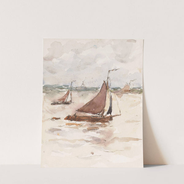 Zeilende vissersschepen op de Schelde by Carel Nicolaas Storm van 's-Gravesande