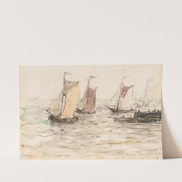 Zeilende vissersschepen op de Schelde by Carel Nicolaas Storm van 's-Gravesande