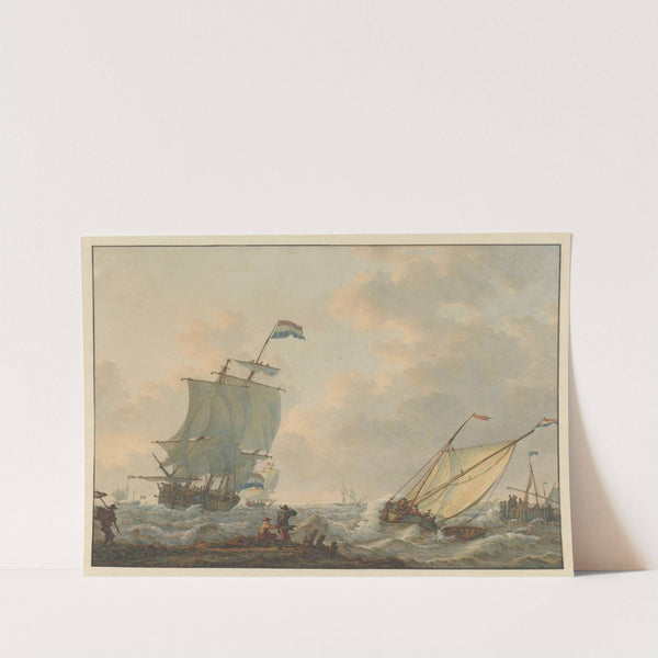 Zeilschepen op woelig water by Johannes Christiaan Schotel