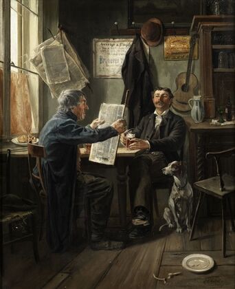 Zeitungslektüre am Biertisch (1851)