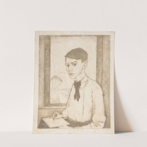 Zelfportret tekenend bij een raam (1913) by Jan Mankes