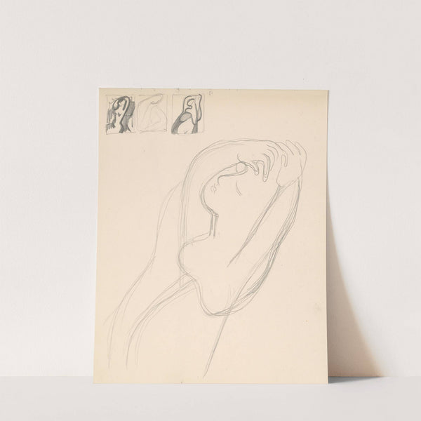 Žena so zdvihnutými rukami a tri náčrty by Mikuláš Galanda