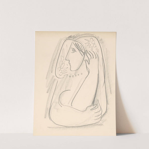 Žena v kvetovanej šatke podopierajúca si sluchy by Mikuláš Galanda