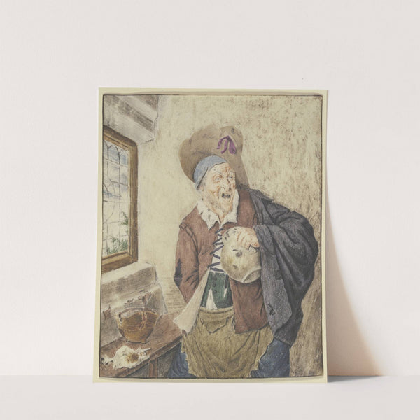 Zerlumpter Bauer bei einem Fenster, den Krug in der Hand by Cornelis Dusart