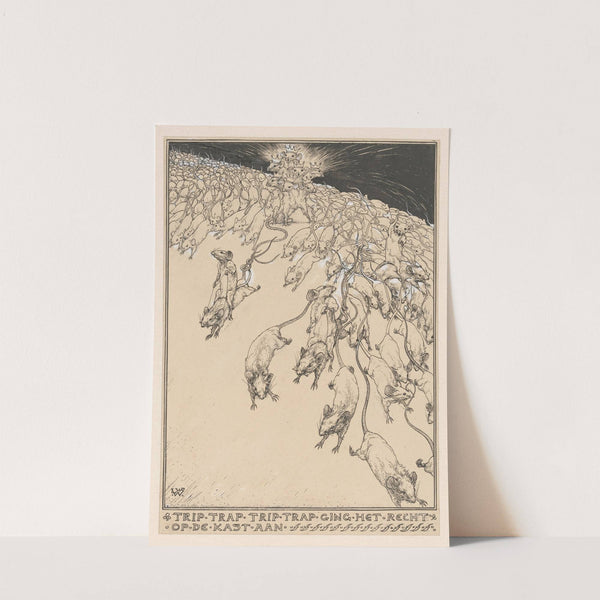 Zevenkoppige Muizenkoning tussen de rennende muizen by Willem Wenckebach