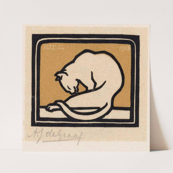 Zich wassende kat (1918) by Julie de Graag