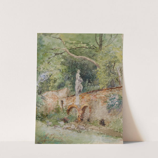 Ziegelbrücke mit einer Steinfigur Mödling (1899) by Marie Egner