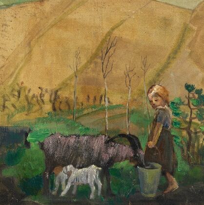 Ziegen tränkendes Mädchen (1912)