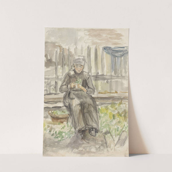 Zittend meisje in een tuin (1834 - 1911) by Jozef Israëls