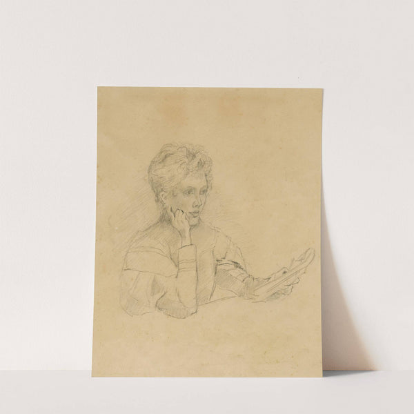 Zittend meisje met een boek by Theo van Hoytema