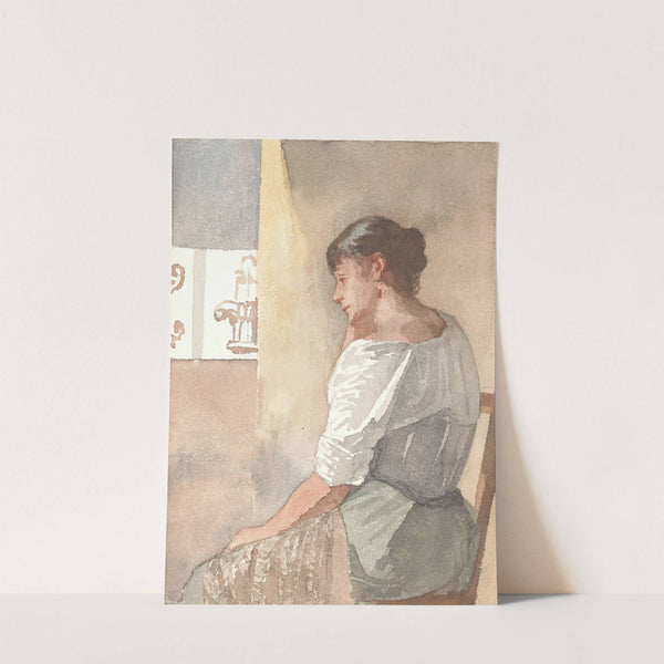 Zittend meisje, profiel naar links by Hendrik Valkenburg