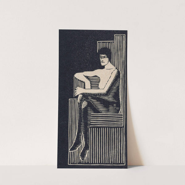 Zittend naakt in geometrische zetel by Samuel Jessurun de Mesquita