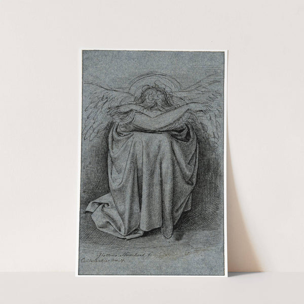 Zittende engel, het gelaat in de armen verbergend by David Humbert de Superville