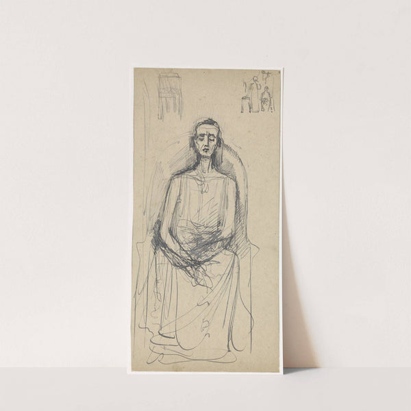 Zittende figuur met neergeslagen ogen (1869 - 1925) by Antoon Derkinderen