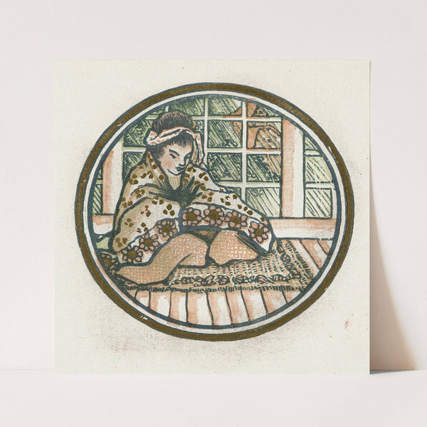 Zittende Japanse vrouw (1911) by Lucien Pissarro