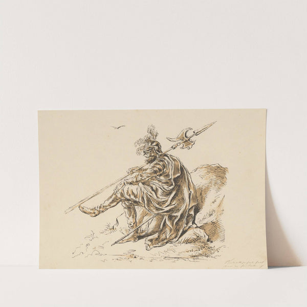 Zittende krijgsman met hellebaard (1832 - 1897) by Alexander Ver Huell