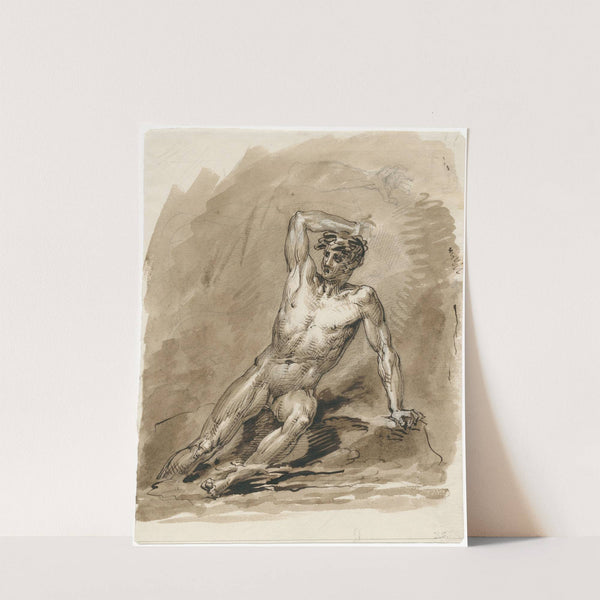 Zittende man, bedreigd door water by David Humbert de Superville