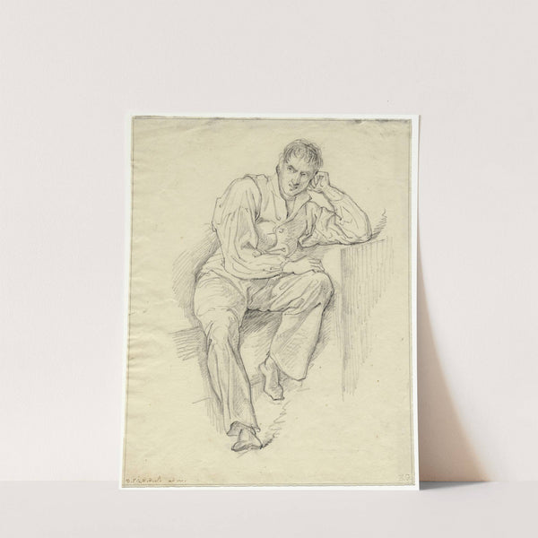 Zittende man, het hoofd ondersteund door zijn linkerhand by David Humbert de Superville